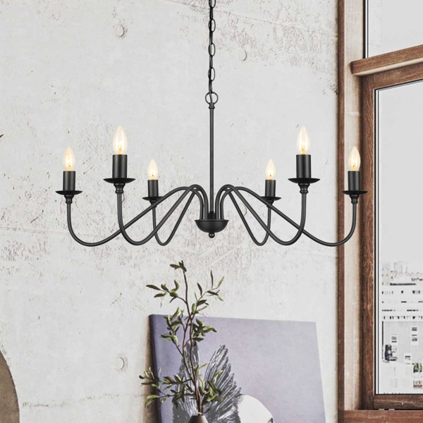 Lustre en fer peint frnçis vec motifs de volutes et de feuilles d